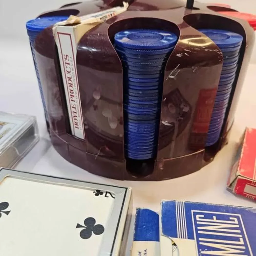 Vintage Hoyle & Streamline Poker Set with Carousel and Playing Cards